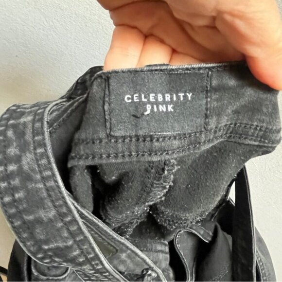 Celebrity Pink black denim slim fit jean overalls Sz M - Picture 9 of 14